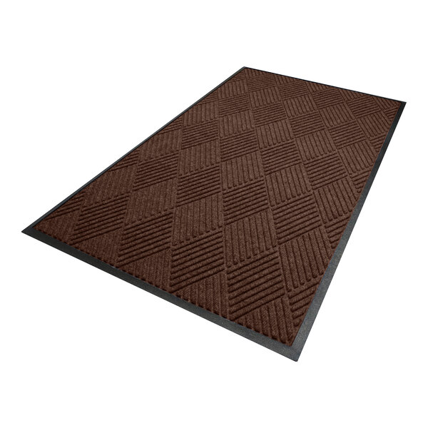 A rectangular dark brown mat with a diamond pattern and a black border.