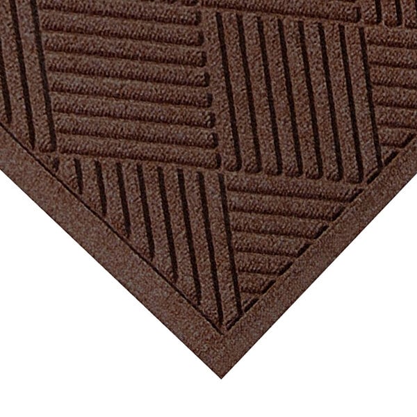 A close-up of a dark brown WaterHog Diamond Fashion mat with a square pattern.