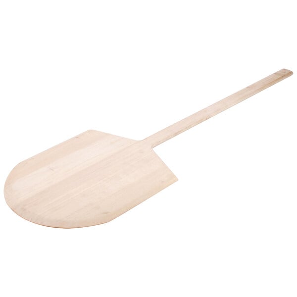 An American Metalcraft wooden pizza peel with a long handle on a white background.