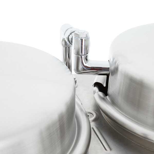 A close-up of two Cecilware stainless steel coffee urns.