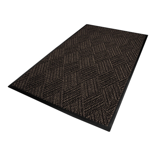 A rectangular brown mat with a diamond-patterned texture and a black border.