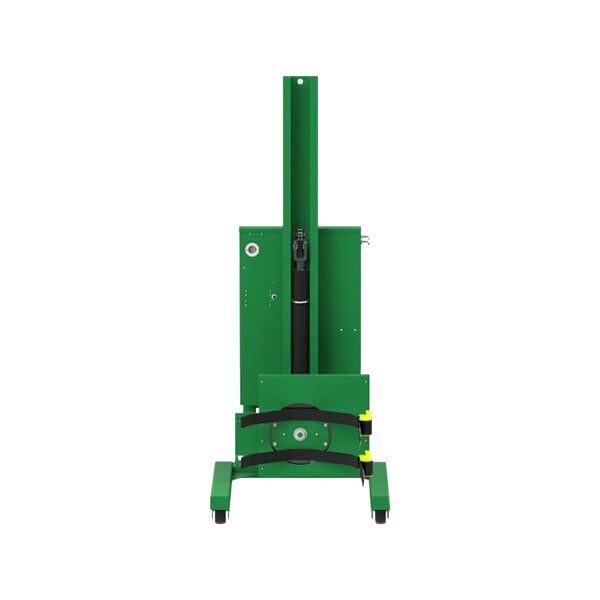 A green Valley Craft battery powered drum lifter on wheels.