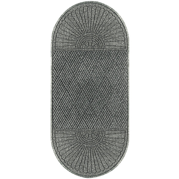 A grey rectangular M+A Matting WaterHog with a diamond pattern.