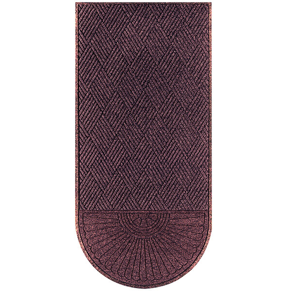 A maroon WaterHog doormat with a diamond pattern.