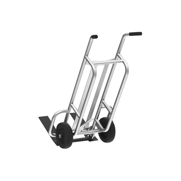 A Valley Craft aluminum hand truck with black wheels.