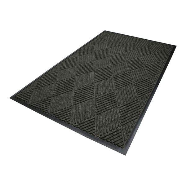 A rectangular dark-colored mat with a textured diamond pattern and a solid black border.