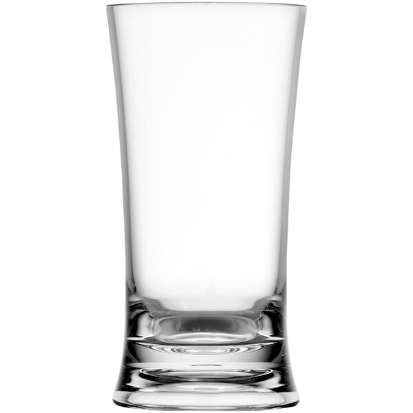 A clear Fortessa Outside Tritan plastic pint glass.