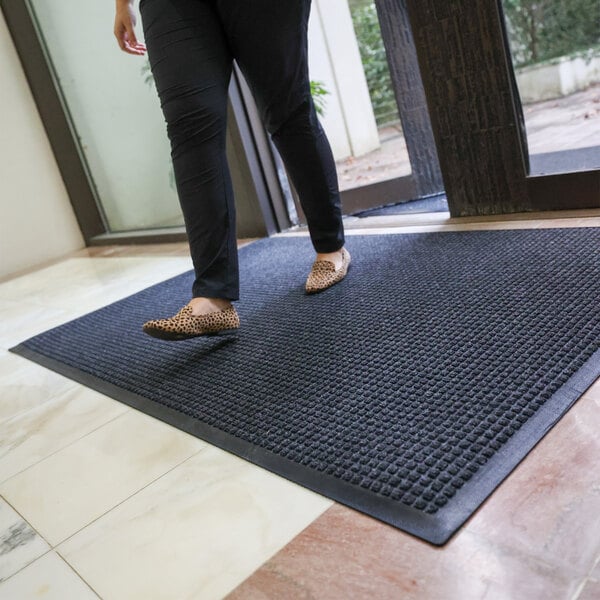 M+A Matting WaterHog Classic 3' x 5' Charcoal Mat with Classic Rubber Border and Universal Cleated Backing