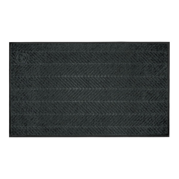 M+A Matting WaterHog Eco Elite Classic 3' x 10' Black Smoke Mat with Classic Border and Smooth Backing