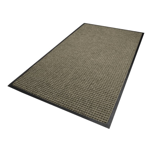 A rectangular mat with a textured, grid-like surface in medium gray and a solid black border.