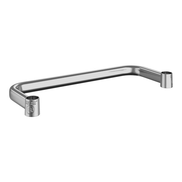 A chrome metal U-shaped handle for Regency shelving units.