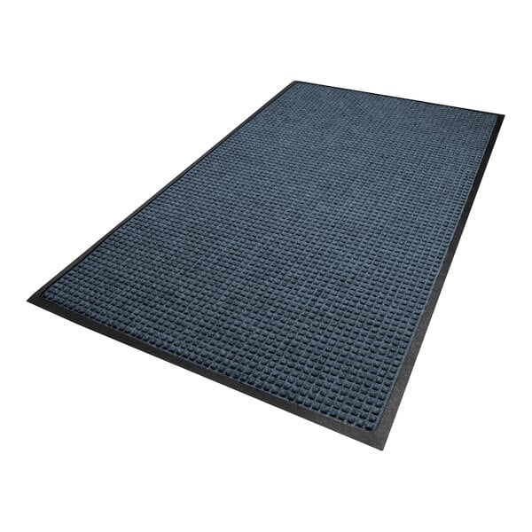 A rectangular navy mat with a textured surface and a black rubber border.