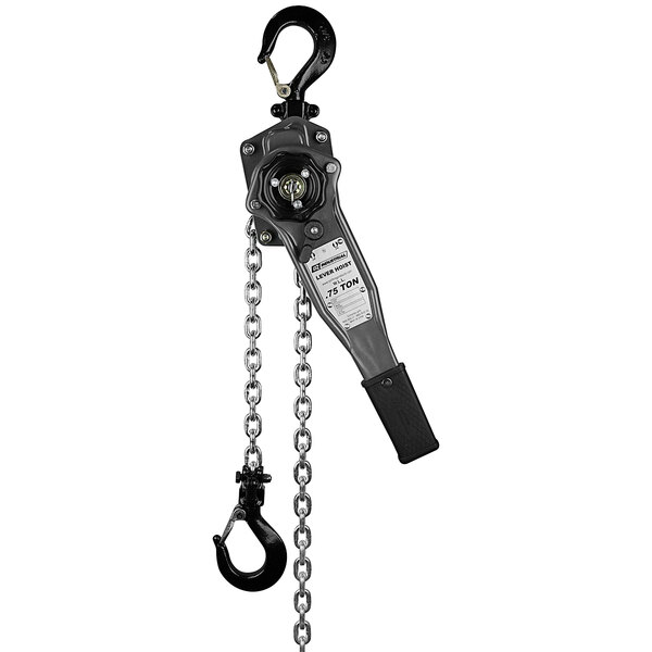 An OZ Lifting Products manual lever hoist with a chain and hook.