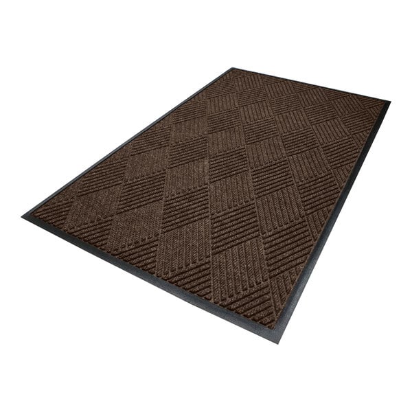M+A Matting WaterHog Eco Premier 4' x 6' Chestnut Brown Mat with Classic Rubber Border and Universal Cleated Backing