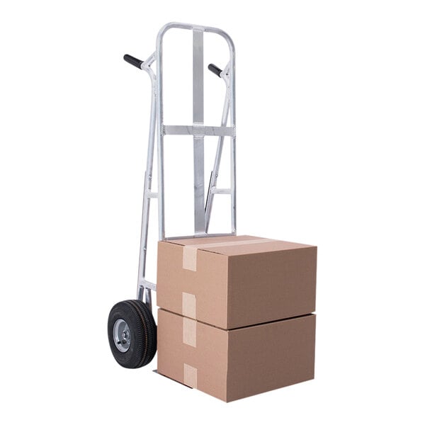 A Valley Craft hand truck with two boxes on it.
