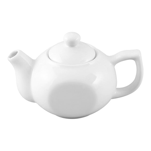 Acopa 10 oz. Bright White Porcelain Teapot with Lid