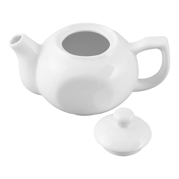 Acopa 10 oz. Bright White Porcelain Teapot with Lid