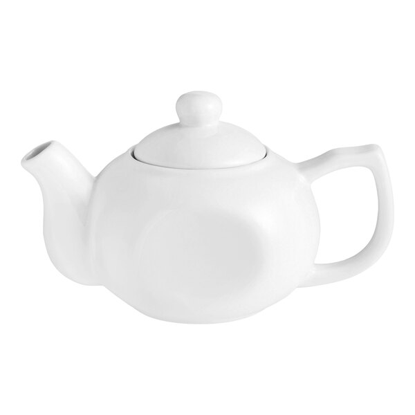 Acopa 10 oz. Bright White Porcelain Teapot with Lid