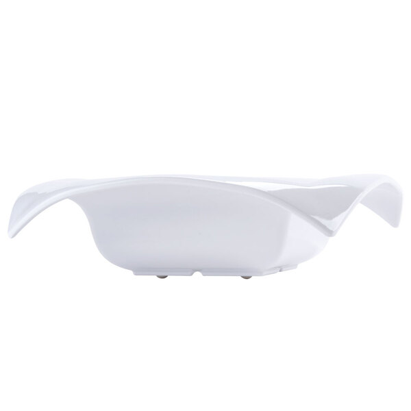 A white GET Geneva melamine bowl with curved edges.