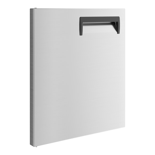 A white metal door for an Avantco APT series refrigerator with a black handle.