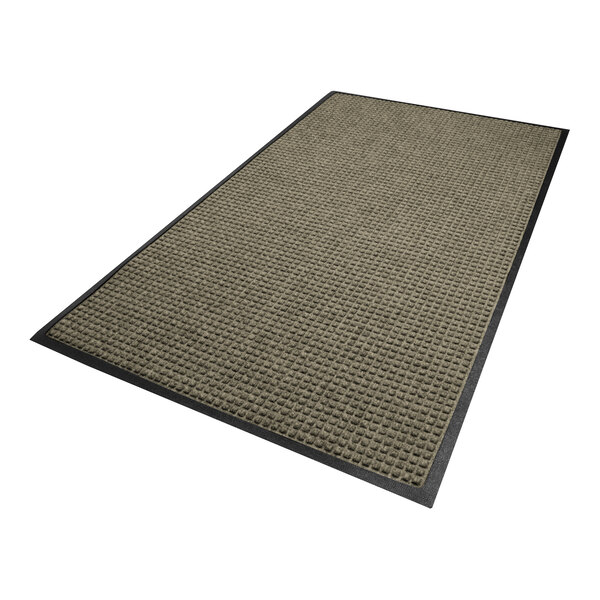 A rectangular mat with a textured, grid-like surface in medium gray and a solid black border.