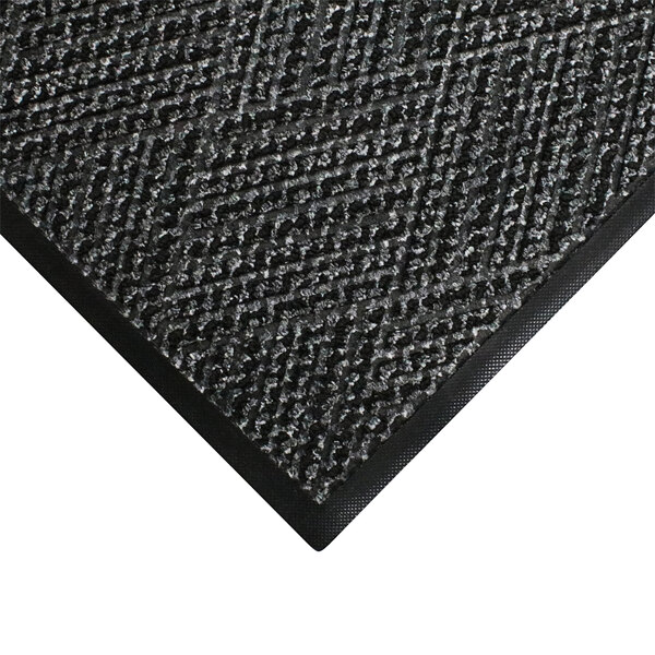 A black WaterHog doormat with a black border and diamond pattern.