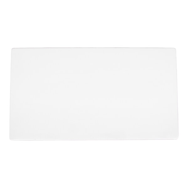 A rectangular, flat, white platter with smooth edges.