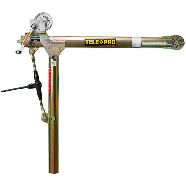 An OZ Lifting Products metal Davit crane with a telescoping metal arm and manual winch.