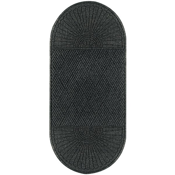 A black rectangular WaterHog door mat with a diamond pattern.