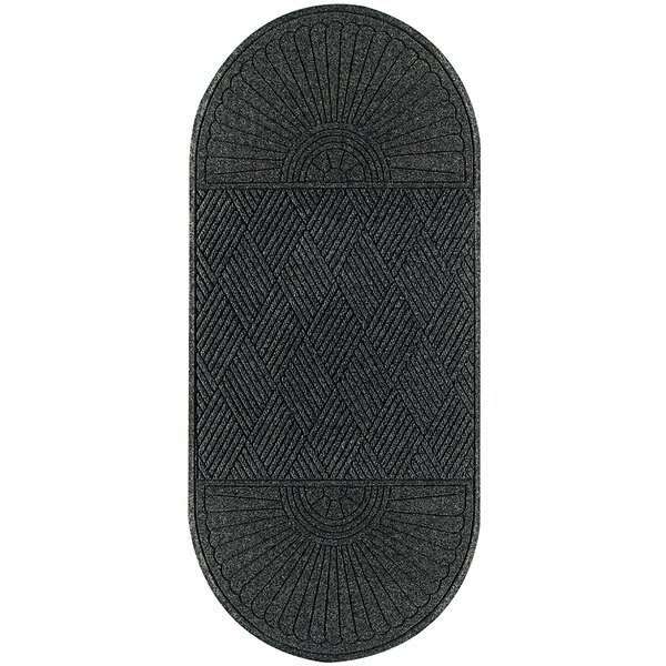 A black rectangular WaterHog mat with a diamond pattern in the center.