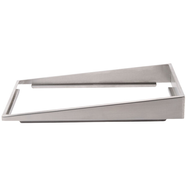 A Vollrath stainless steel single-sided angled adapter plate on a counter.