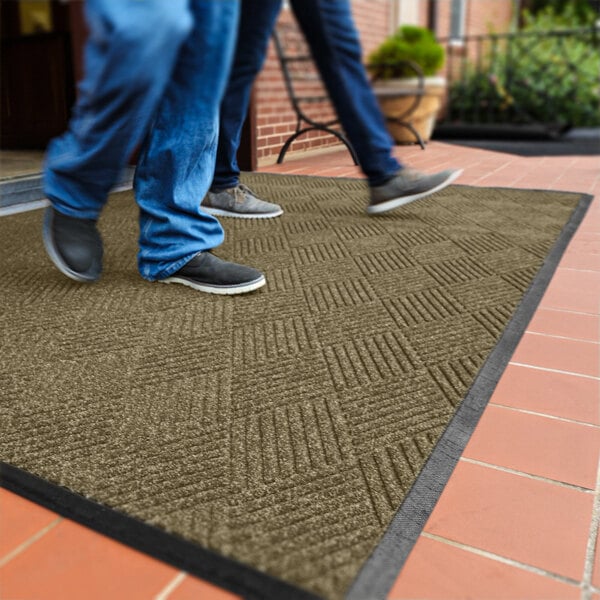 M+A Matting WaterHog Classic Diamond 2' x 3' Camel Mat with Classic Rubber Border and Smooth Backing
