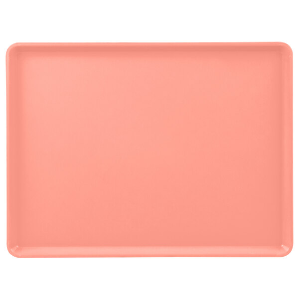 A pink rectangular Cambro dietary tray.