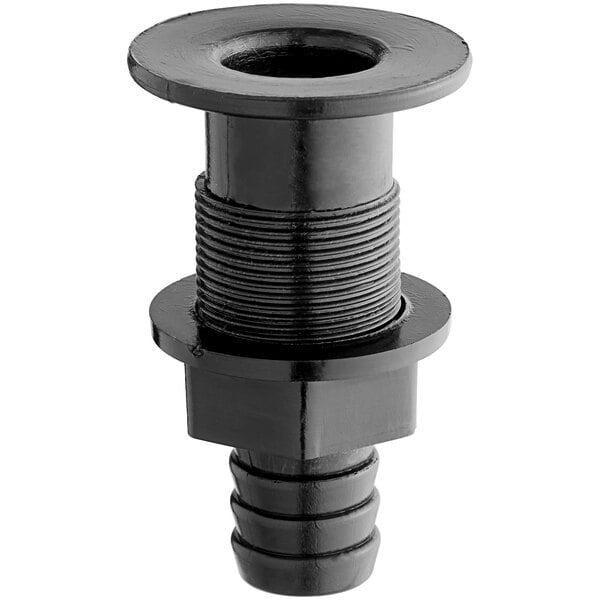 An Avantco black plastic drain assembly with a black threaded end.