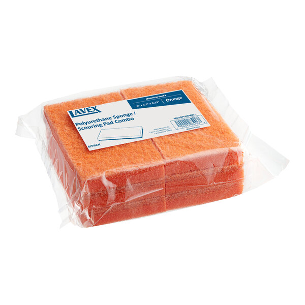A package of Lavex orange sponges.