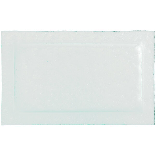 An American Metalcraft green glass rectangular platter with a green border.