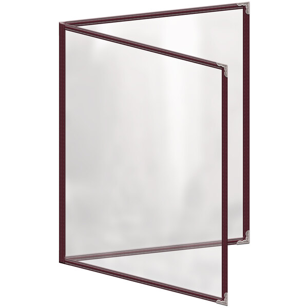 A H. Risch, Inc. maroon menu cover with silver decorative corners.