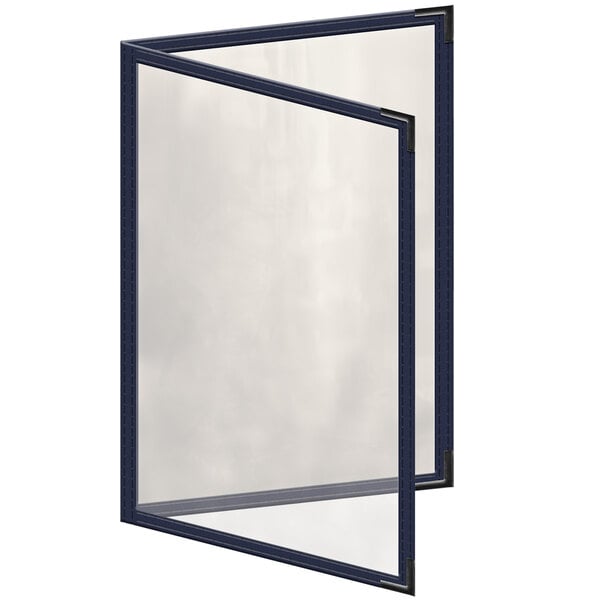 A blue rectangular H. Risch, Inc. TED menu cover with black smooth corners and gloss finish.