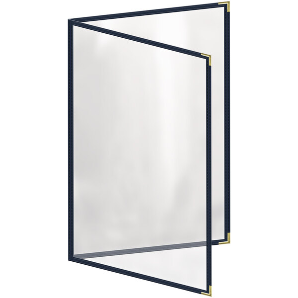 A H. Risch, Inc. blue menu cover with gold smooth corners and a gloss finish.