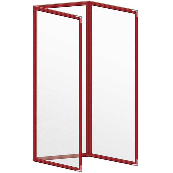 A red rectangular object with a white rectangular frame.
