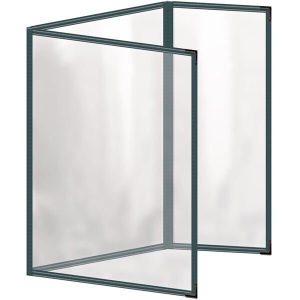 A white rectangular menu cover with a black border and glossy finish.