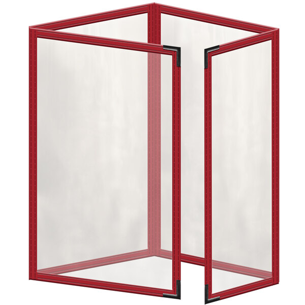 A red rectangular H. Risch, Inc. vinyl menu cover with black smooth corners and a gloss finish.