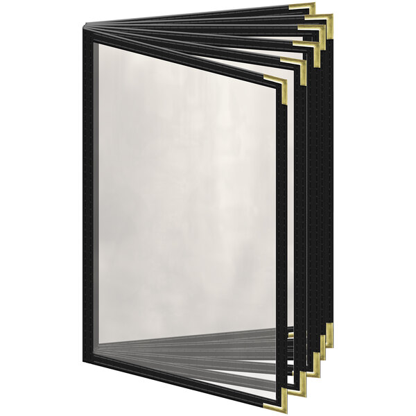 A black and gold rectangular H. Risch, Inc. menu cover.