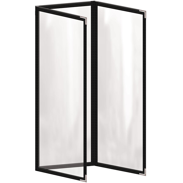 A black rectangular H. Risch, Inc. menu cover with silver smooth corners.