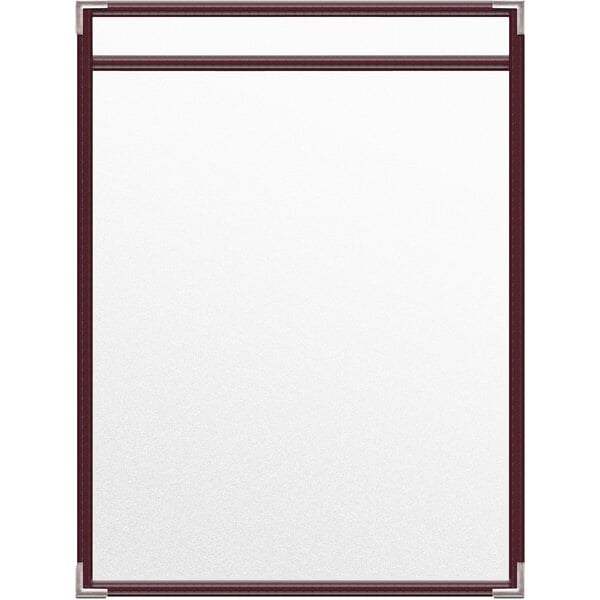 A white board with red trim.