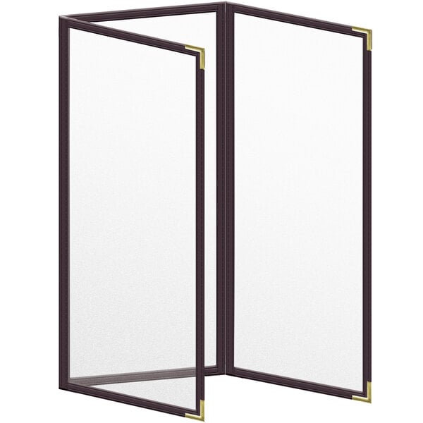 A white rectangular H. Risch, Inc. menu cover with black lines and gold corners.