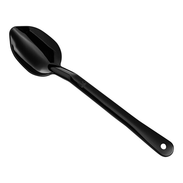 A black Carlisle salad bar spoon with a handle.