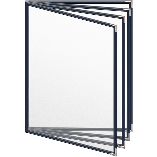 A stack of H. Risch, Inc. TEDD menu covers with white sheets inside.