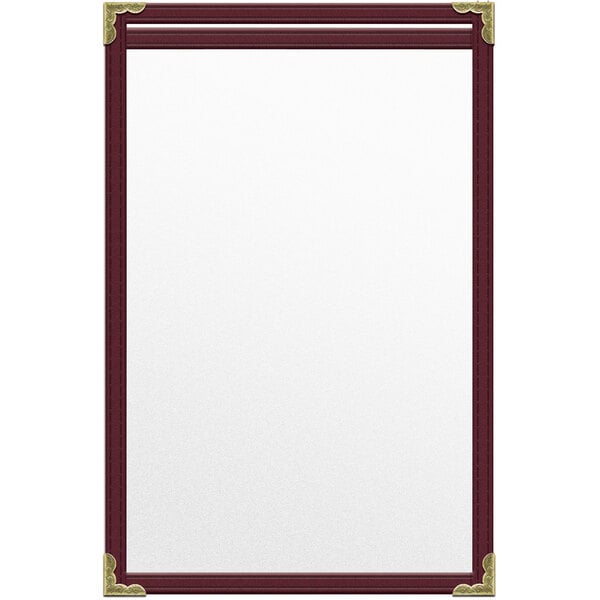 A maroon H. Risch, Inc. menu cover with gold corners and a matte finish.