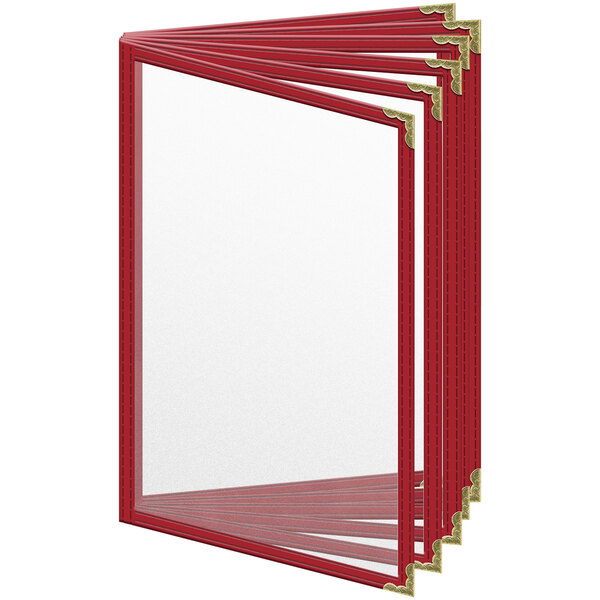 A red H. Risch, Inc. menu folder with gold decorative corners.